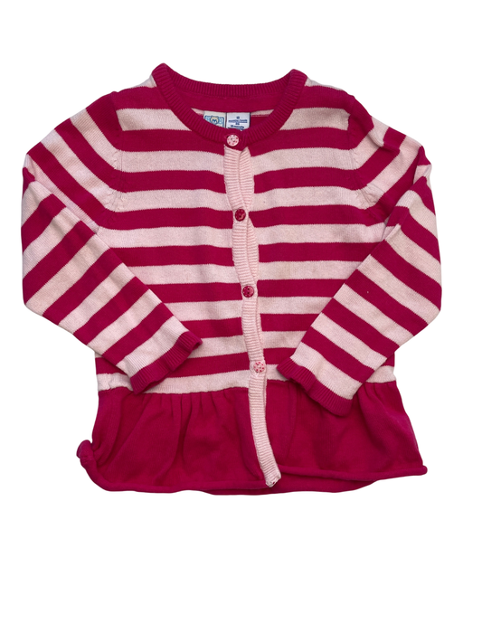 Bob Der Bar Sweater - Pink Striped Cardigan | size 18 Months