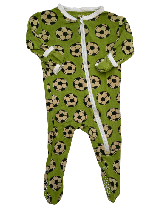 Kickee Pants Onesie - Green Soccer Balls | size 0 - 3 Months