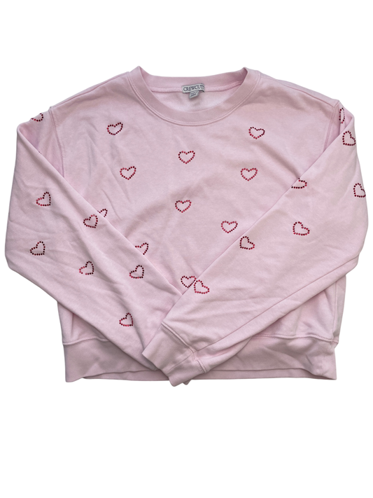 Crewcuts Sweatshirt - Pink Rhinestone Hearts | size 14/15