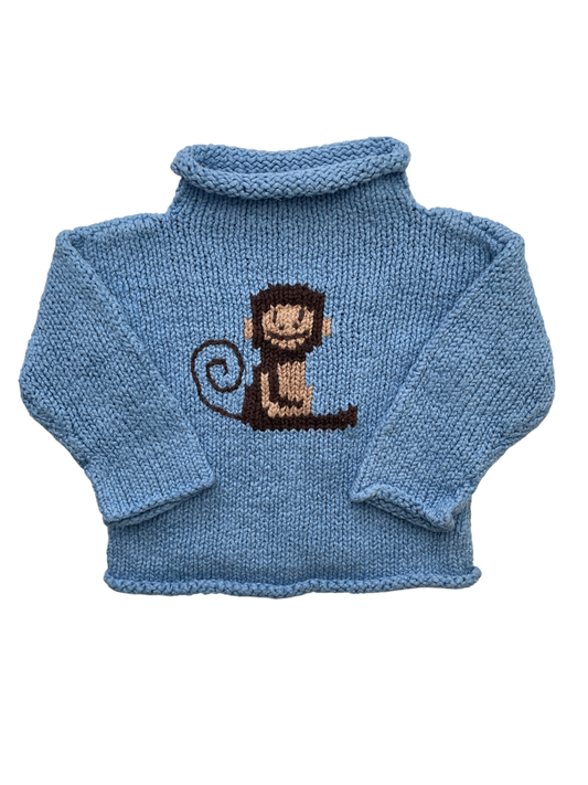 A Touch of Lace Sweater - Blue Knit Monkey 100% Cotton | size 12 Months