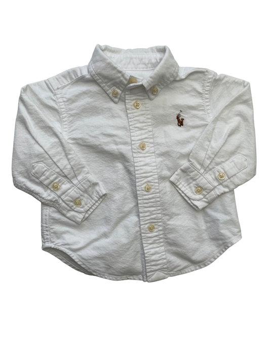 Ralph Lauren Shirt - White Solid Button Down | size 9 Months