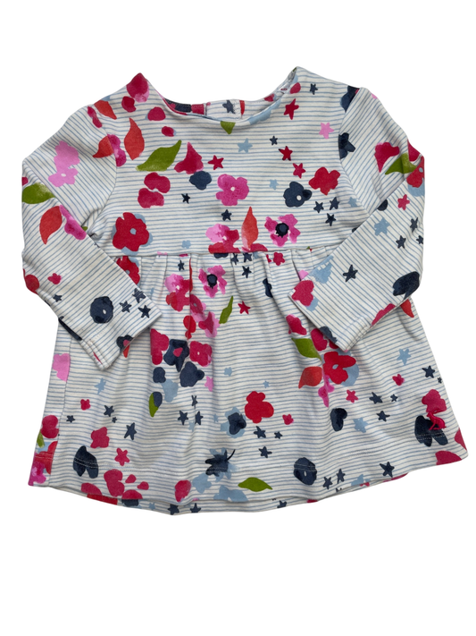 Joules Dress - Blue Striped + Flowers | size 6 - 9 Months