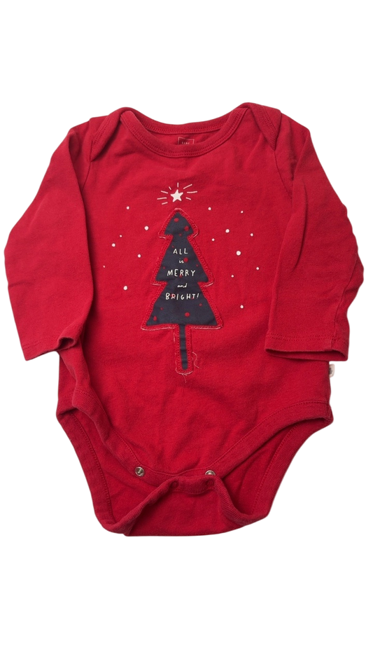 BabyGap Bodysuit - Red Christmas Tree Graphic | size 12 - 18 Months