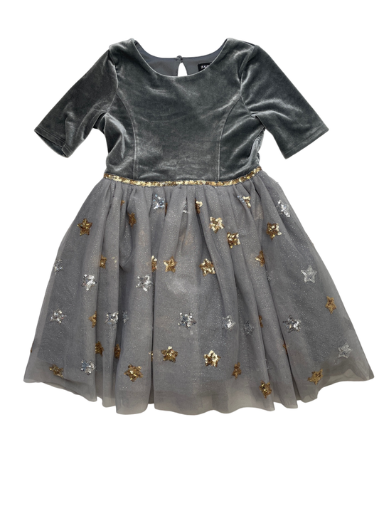 Zunie Dress - Gray Velvet Top + Glitter Tulle Skirt | size 5T