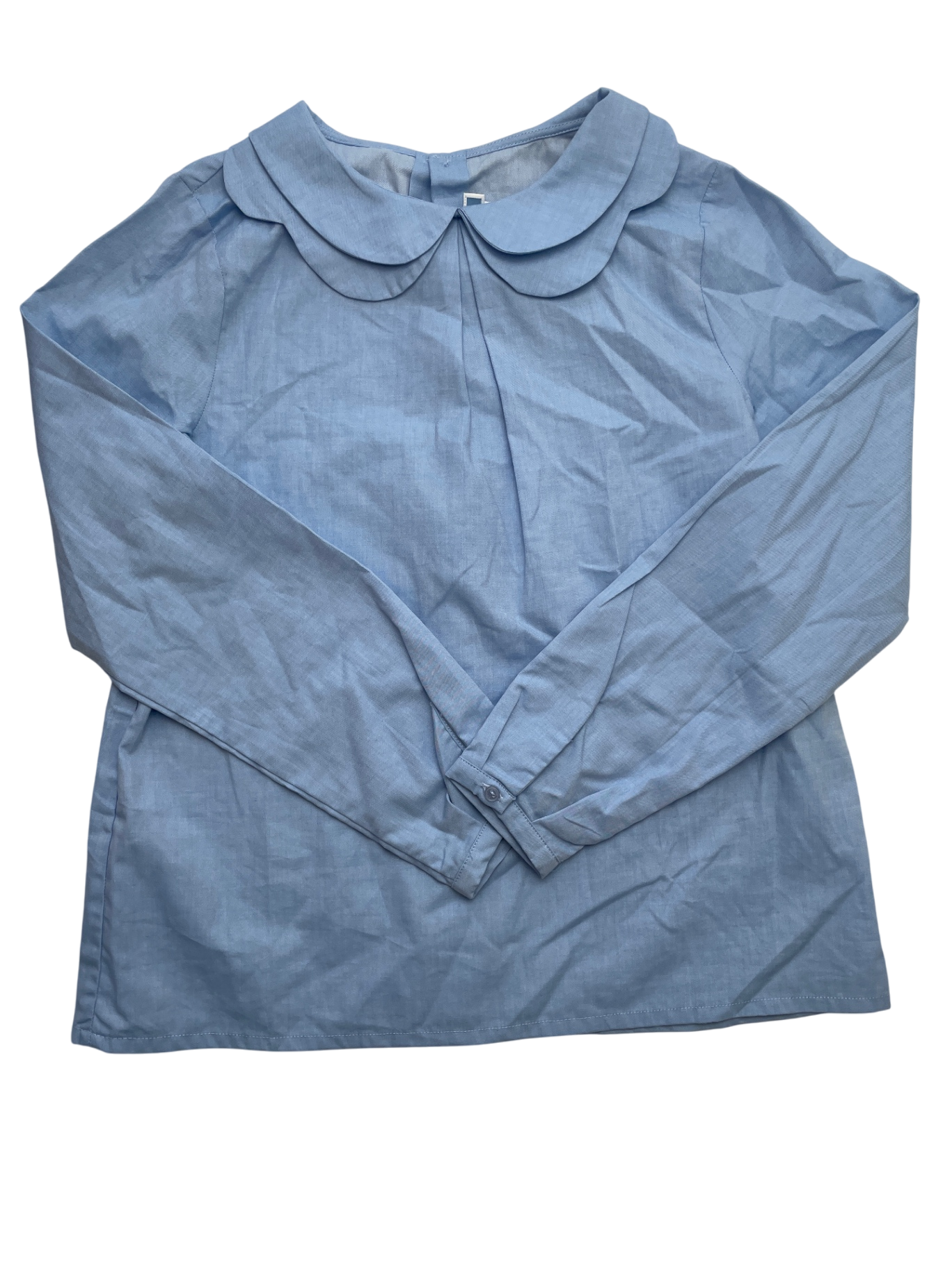 Jacadi Shirt - Blue Solid Peter Pan Collar | size 12