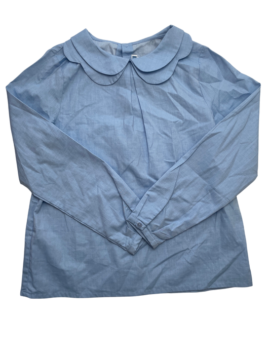 Jacadi Shirt - Blue Solid Peter Pan Collar | size 12