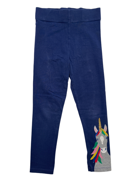 Mini Boden Leggings - Navy Blue Unicorn Applique | size 5T/6