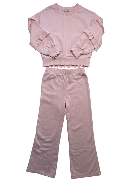 Habitual 2 Piece Ensemble - Pink Sweatshirt w/ Sleeve Ruffles + Sweatpants | size 5T