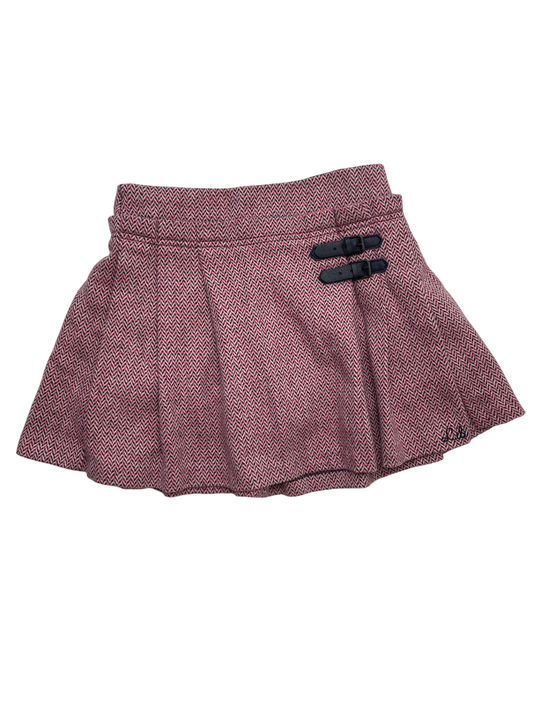 Lili Gaufrette Skirt - Red Pleated Herringbone Tweed | size 8