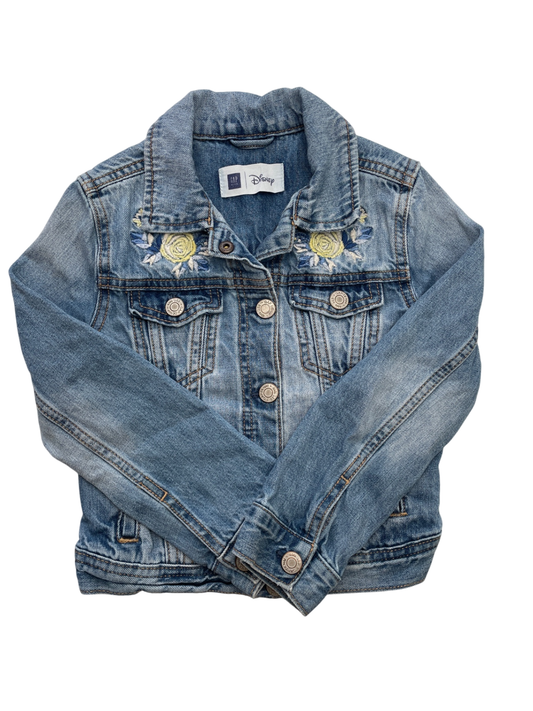 GapKids Jacket - Blue Disney Belle + Flower Embroidery | size 6/7