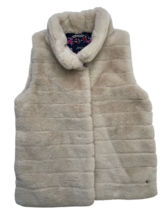 Joules Vest - Tan Faux Fur Striping | size 7/8