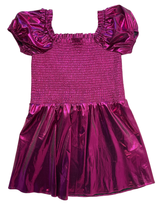 Love Shack Fancy Dress - Pink Metallic Puff Sleeve | size 12