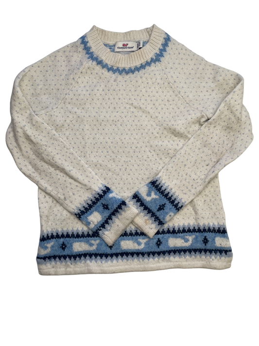 Vineyard Vines Sweater - White Polka Dot + Whale Pattern | size 5T/6