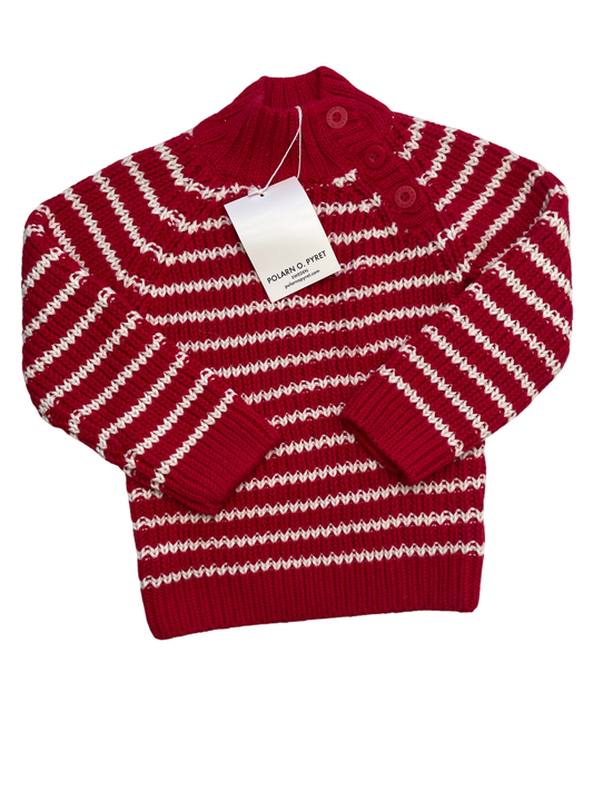 Polarn O. Pyret Sweater - Red Striped Knit | size 18 - 24 Months