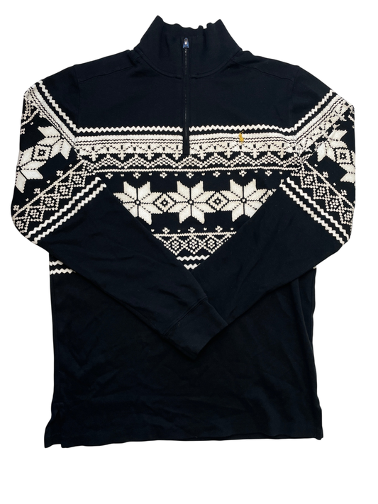 Polo Ralph Lauren Sweatshirt - Black Snowflake Print 1/4 Zip | size 18/20