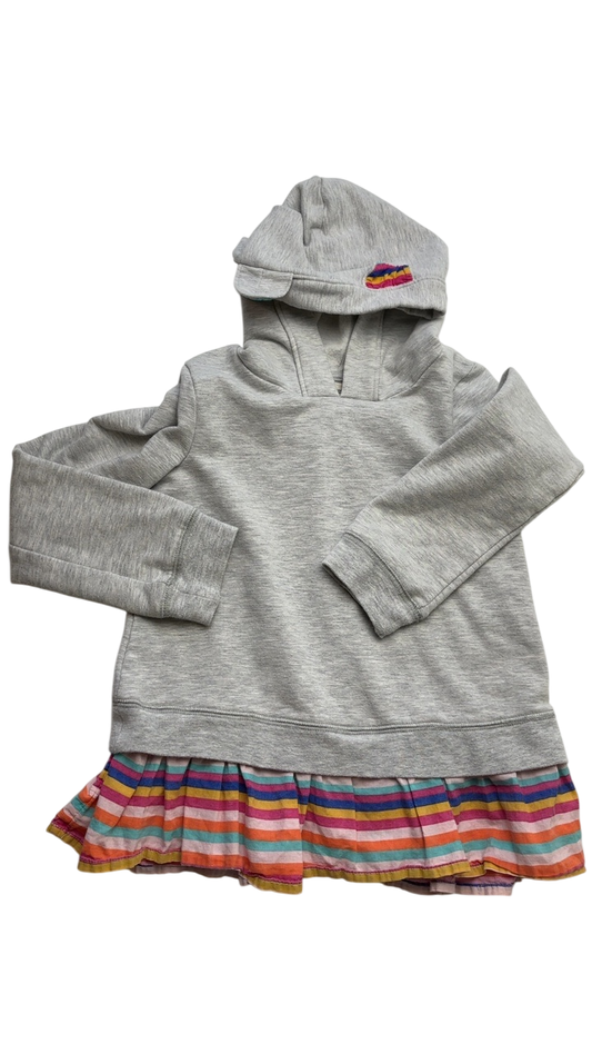 Tucker + Tate Sweatshirt - Gray Rainbow Ruffle + Ears Hoodie | size 6