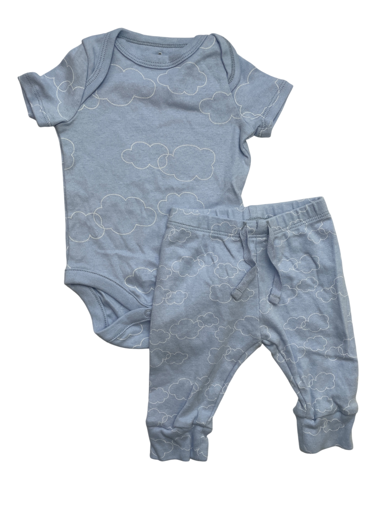 Baby Gap 2 Piece Ensemble - Blue Cloud Pattern Onesie + Leggings | size 0 - 3 Months