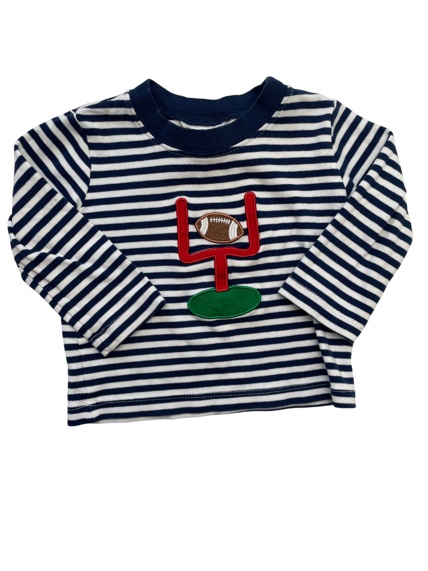 Starting Out Long Sleeve T-Shirt - Navy Blue Stripes Football Goalpost | size 18 Months
