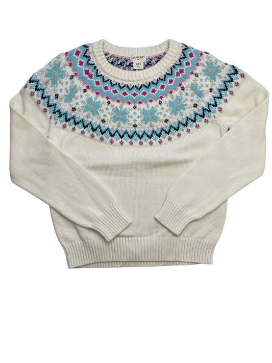 Crewcuts Sweater - White Fair Isle Metallic | size 8/9
