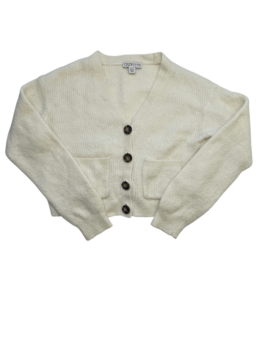 Crewcuts Sweater - White Cropped Cardigan | size 8/9