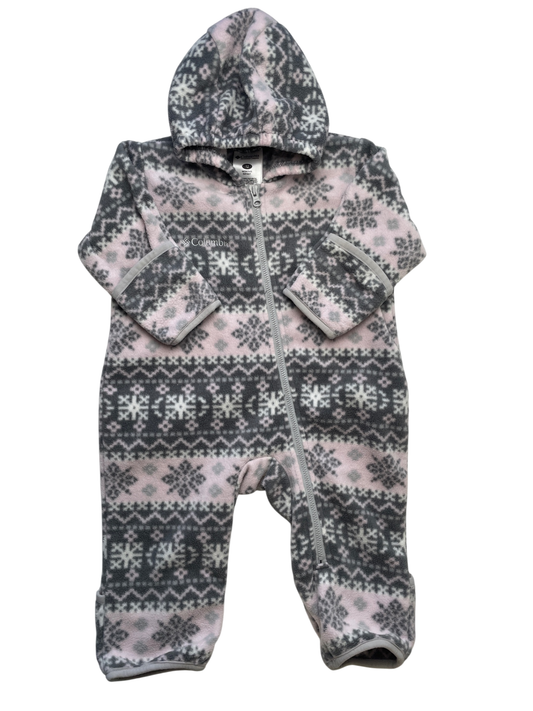Columbia Onesie - Gray Fleece Snowflake Pattern | size 12 Months