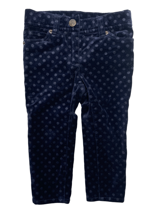 Crewcuts Pants - Navy Blue Velvet Polka Dot | size 2T