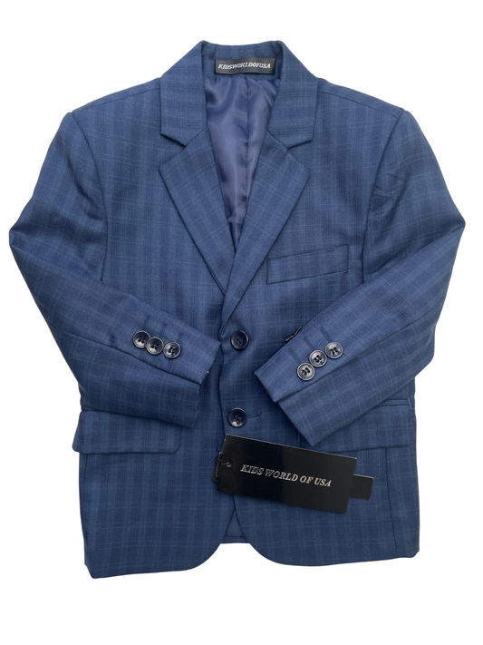 Kids World of USA Blazer - Navy Blue Plaid Suit Jacket | size 2T