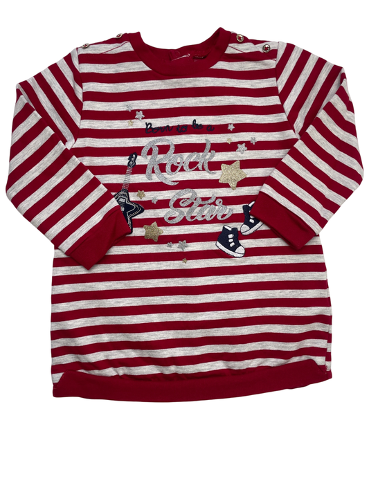 Mayoral Dress - Red Striped 'Born to be a Rockstar' | size 18 Months
