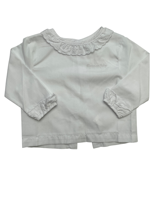 Chocolat Baby Shirt - White Ruffle Collar + Split Back | size 9 Months