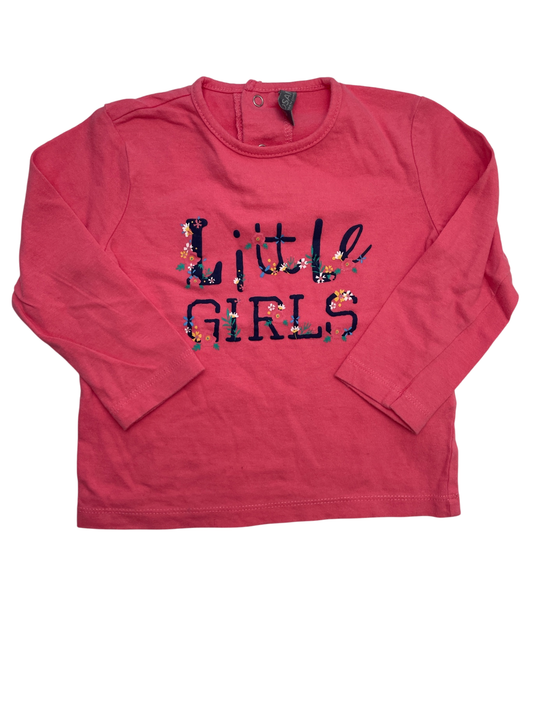 Losan Long Sleeve T-Shirt - Pink 'Little Girls' + Flowers Graphic | size 18 - 24 Months