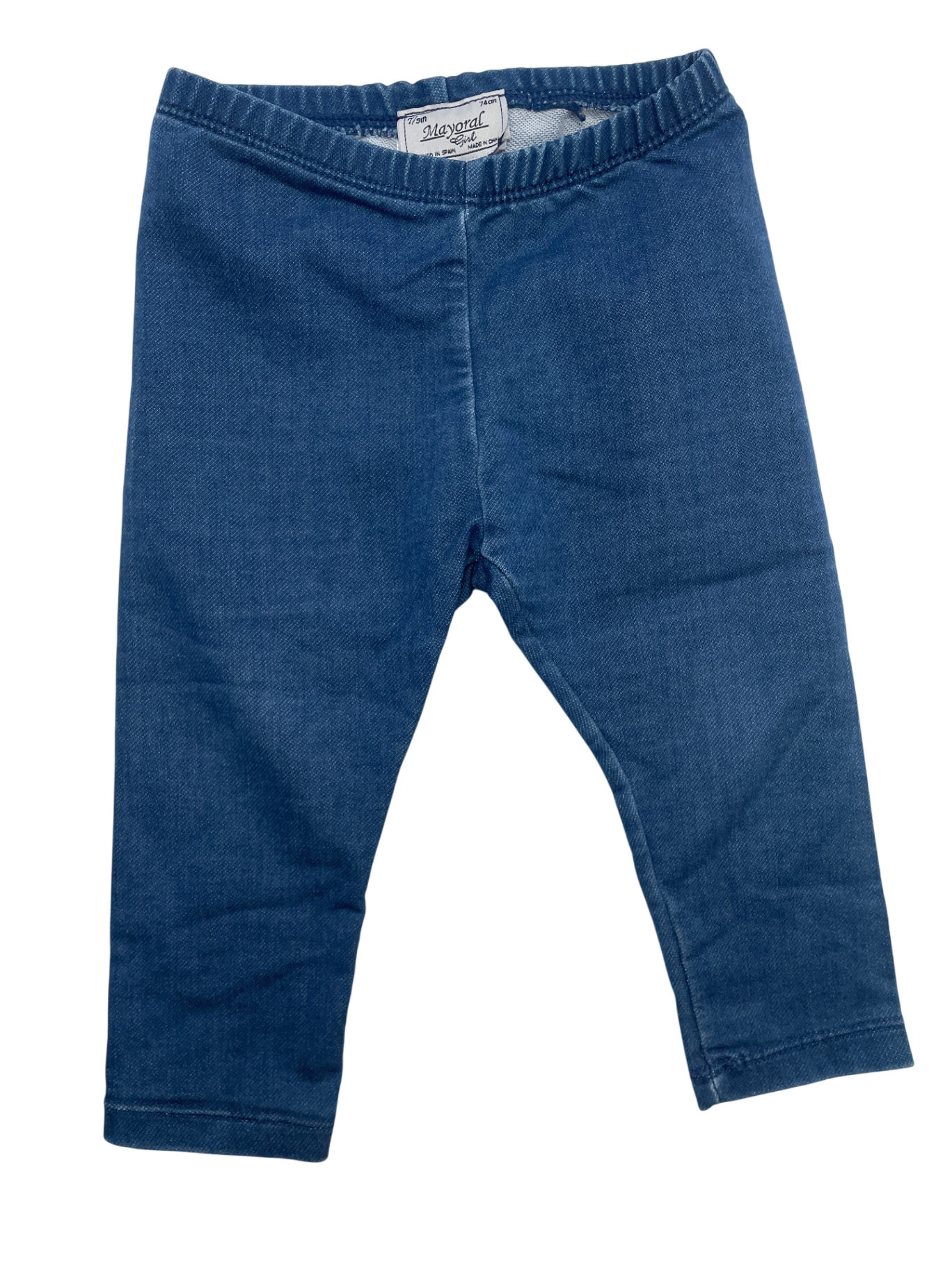 Mayoral Leggings - Blue Faux Denim Pattern | size 9 Months