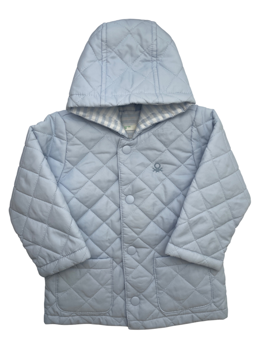 United Colors of Benetton Jacket/Coat - Blue Padded Quilted w/ Hood | size 9 - 12 Months