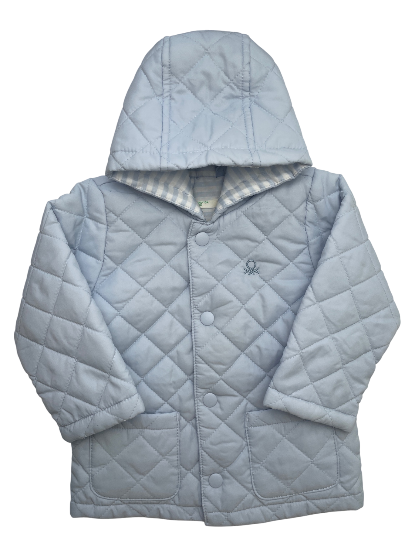 United Colors of Benetton Jacket/Coat - Blue Padded Quilted w/ Hood | size 9 - 12 Months