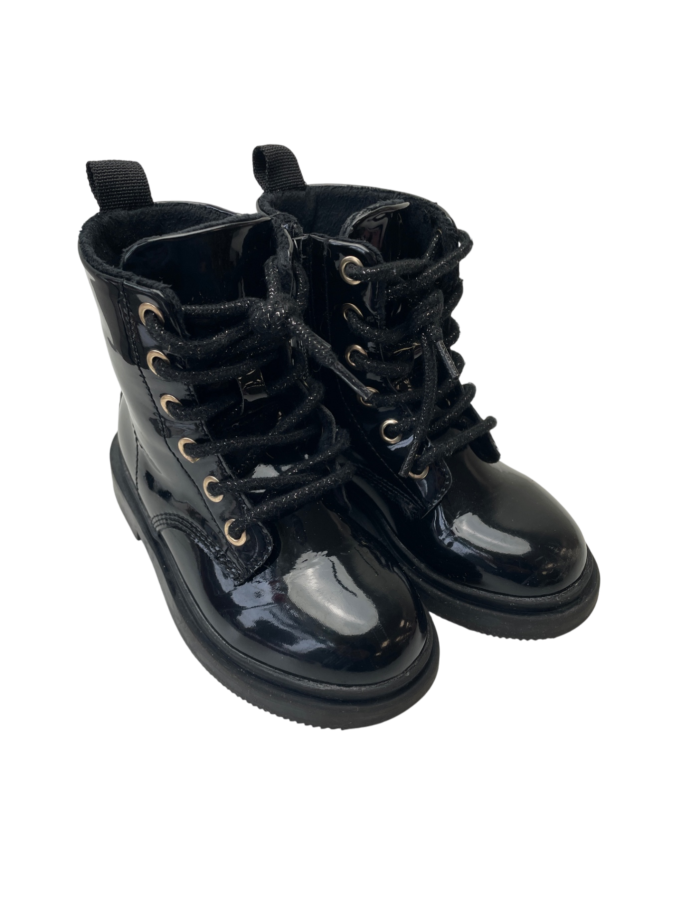 H&M Shoes - Black Glitter Laces Patent Leather Boots | size 9