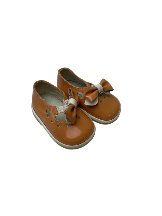 El Corte Ingles Shoes - Orange Heart Cutout + Bow | size 0 - 3 Months