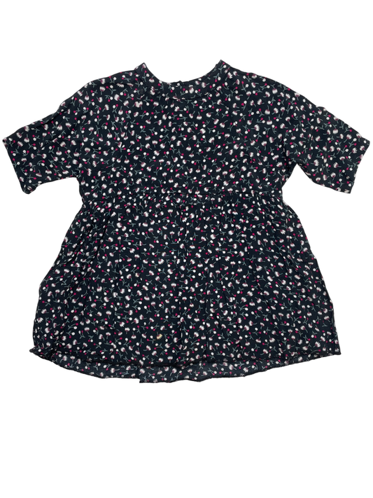 Mango Dress - Black Pleated Floral | size 12 - 18 Months