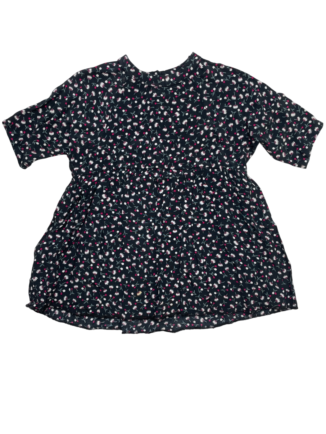 Mango Dress - Black Pleated Floral | size 12 - 18 Months