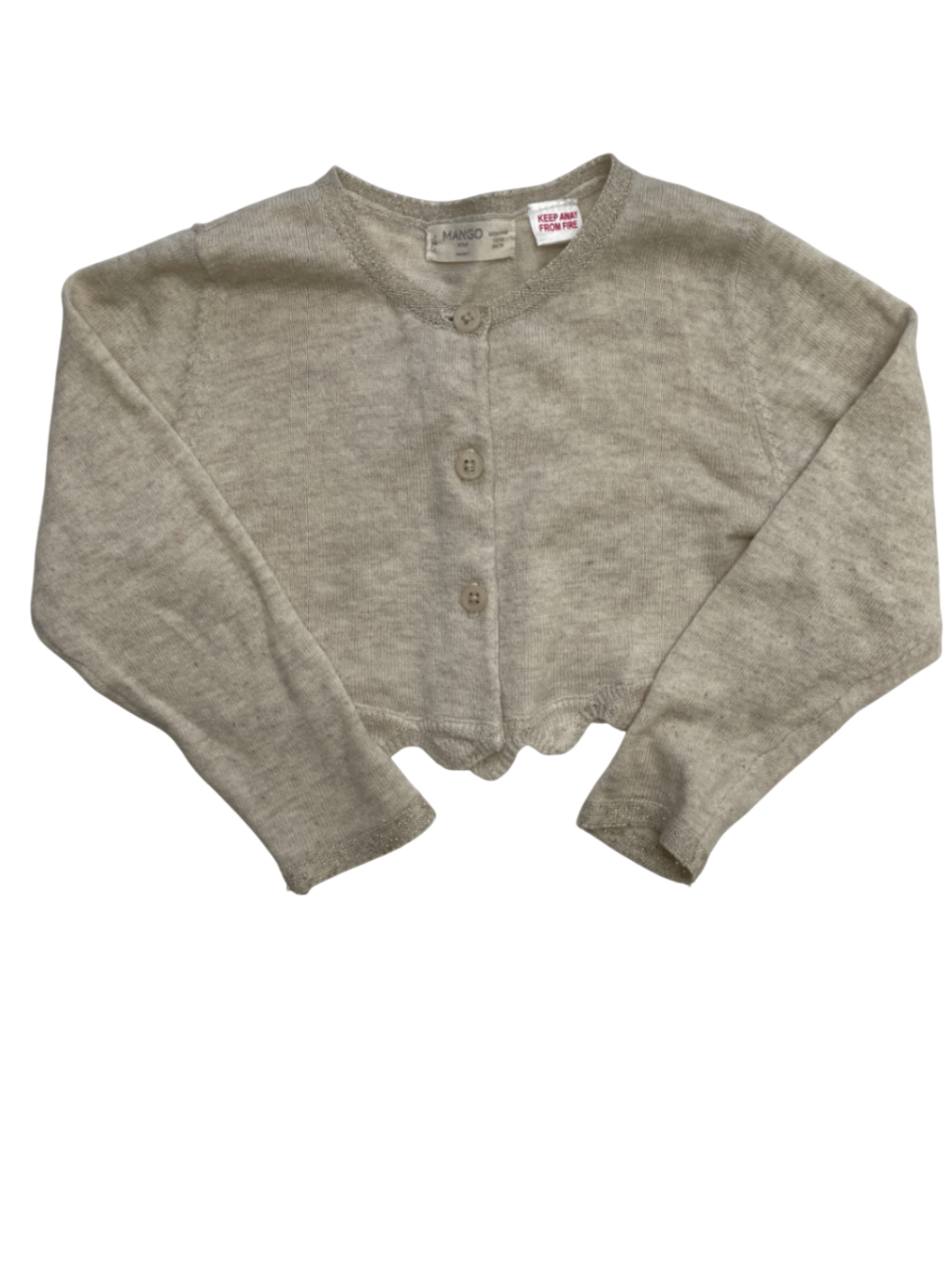 Mango Sweater - Tan Metallic Lace Trim | size 12 - 18 Months