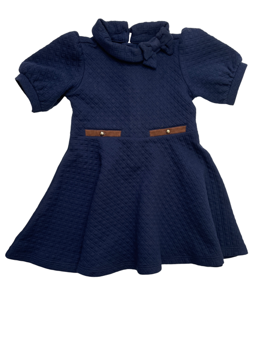 Janie and Jack Dress - Navy Blue Short Sleeve Quilted | size 3T