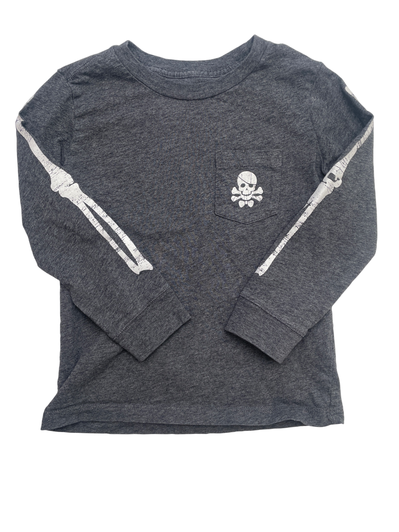 Vineyard Vines Long Sleeve T-Shirt - Gray Heathered Skull + Cross Bones | size 4T