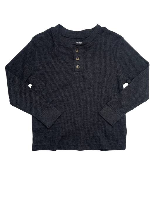 Old Navy Long Sleeve T-Shirt - Black Waffle Knit Henley | size 4T