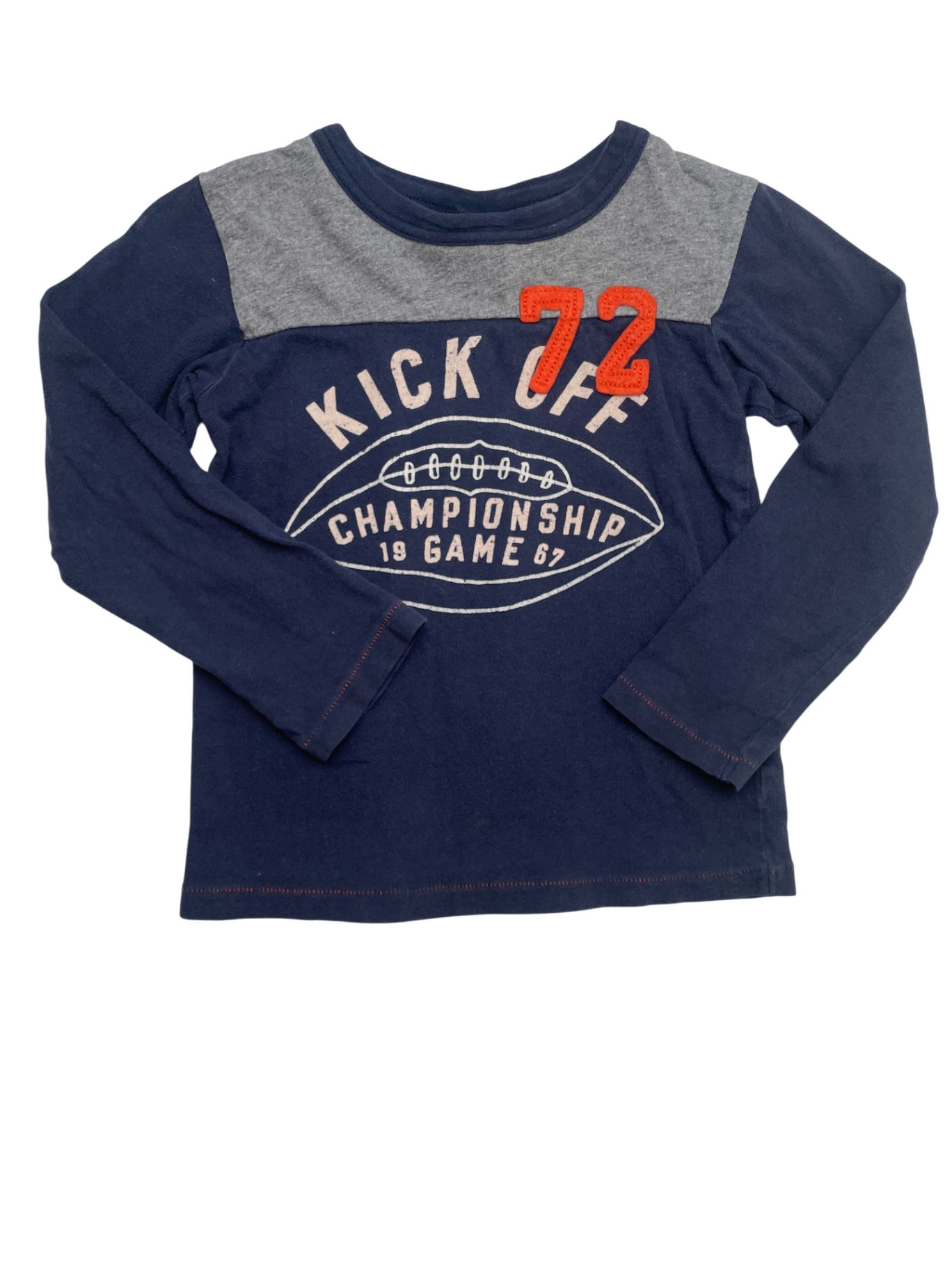 Bit'z Kids Long Sleeve T-Shirt - Navy Blue 'Kick Off 72' | size 5T/6