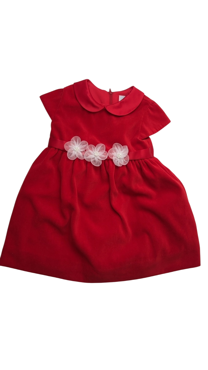 Florence Eiseman Dress - Red Holiday Velvet wtih Flowers | size 2T