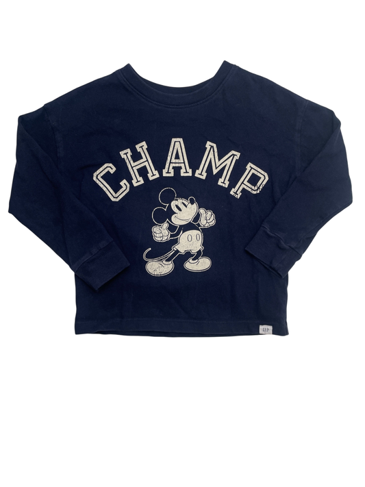 Baby Gap Long Sleeve T-Shirt - Navy Blue 'Champ' Mickey Mouse | size 4T