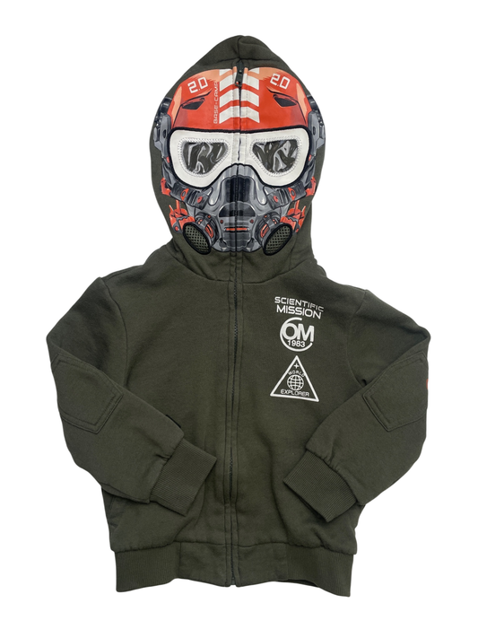 Original Marines Sweatshirt - Green Full Zip + Soldier Mask Hood | size 4T