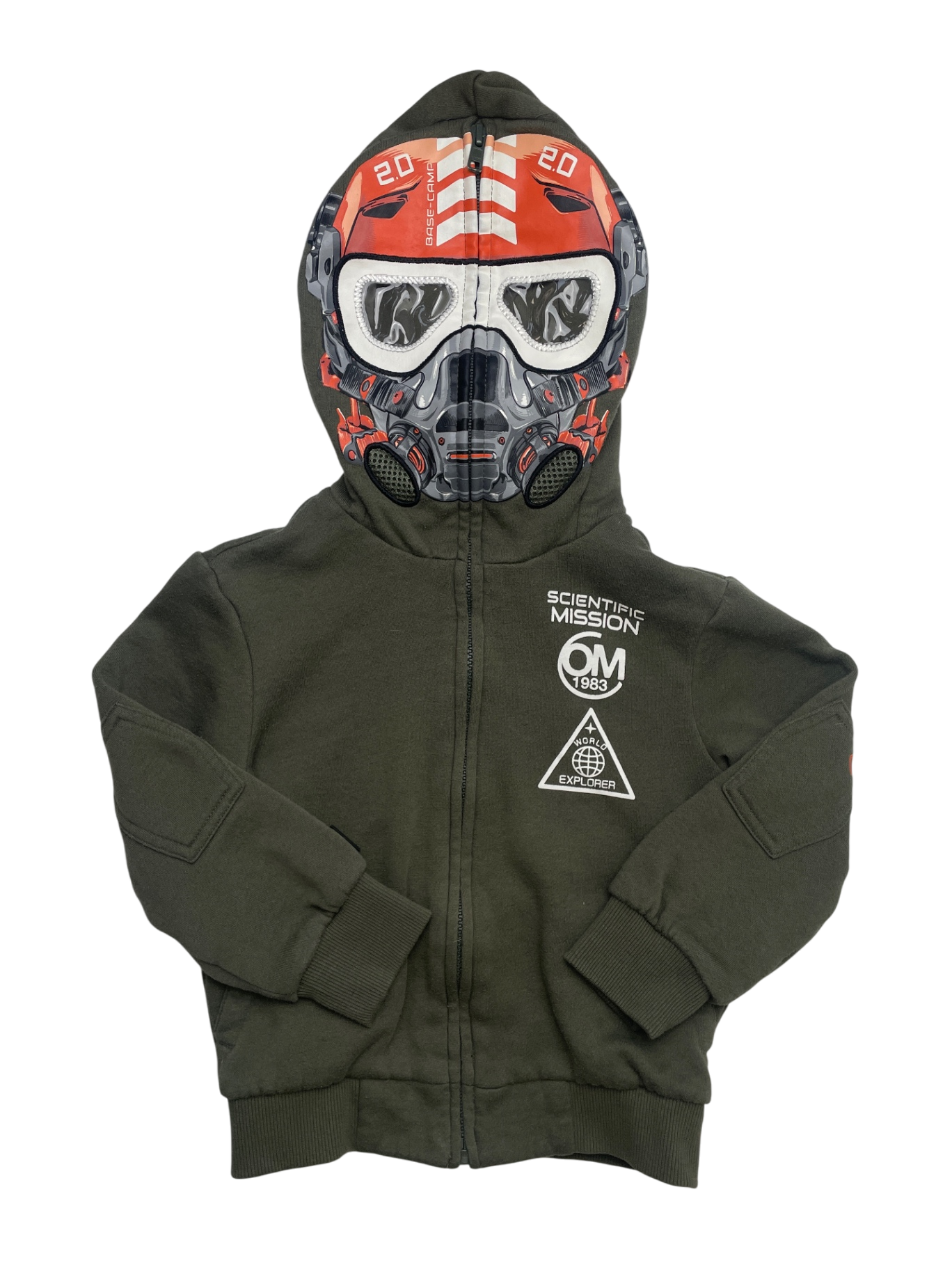 Original Marines Sweatshirt - Green Full Zip + Soldier Mask Hood | size 4T