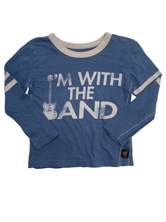 Trunk Ltd Long Sleeve T-Shirt - Blue 'I'm With The Band' | size 3T