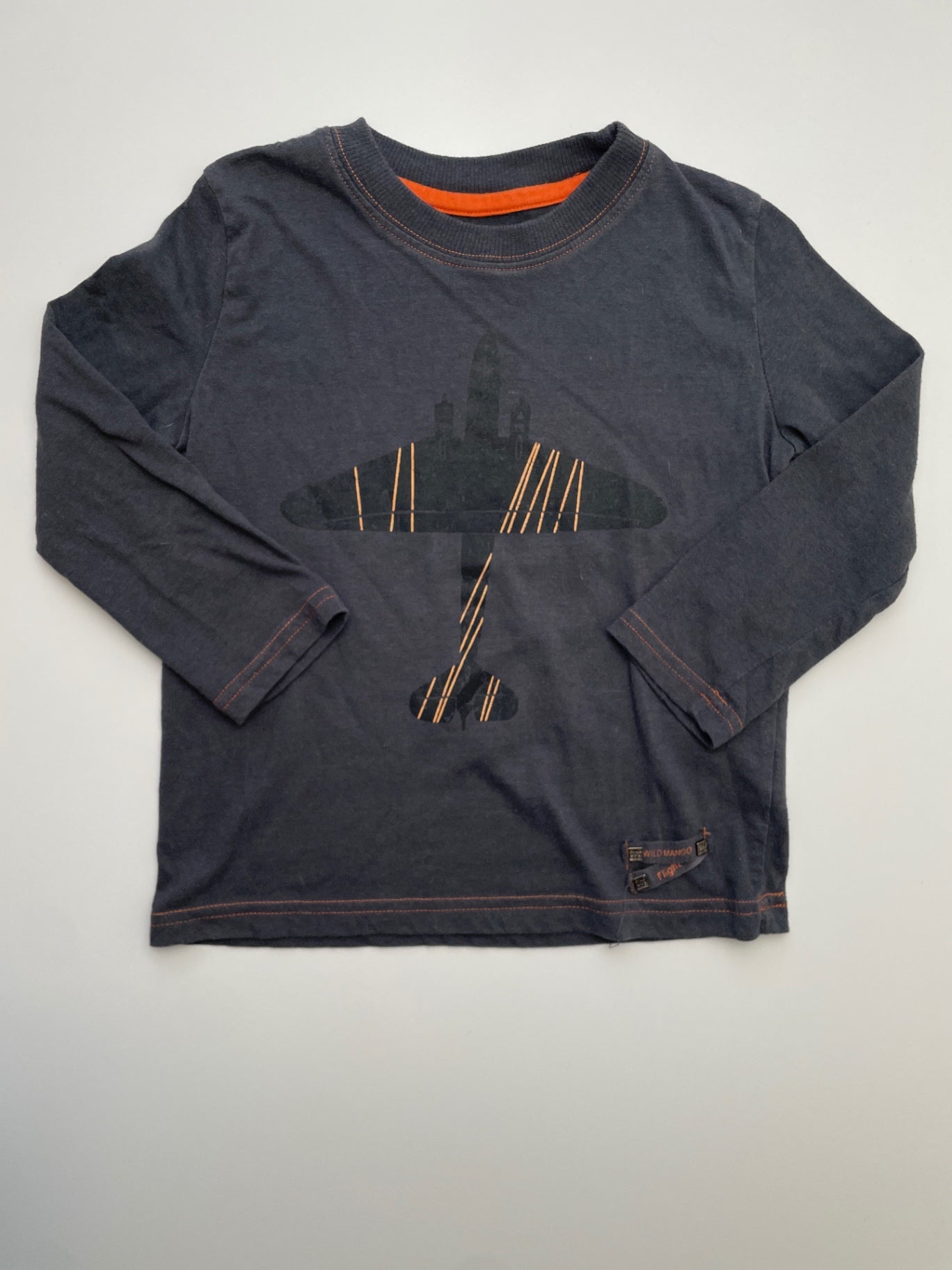 Wild Mango Long Sleeve T-Shirt - Black Airplane Graphic | size 2T