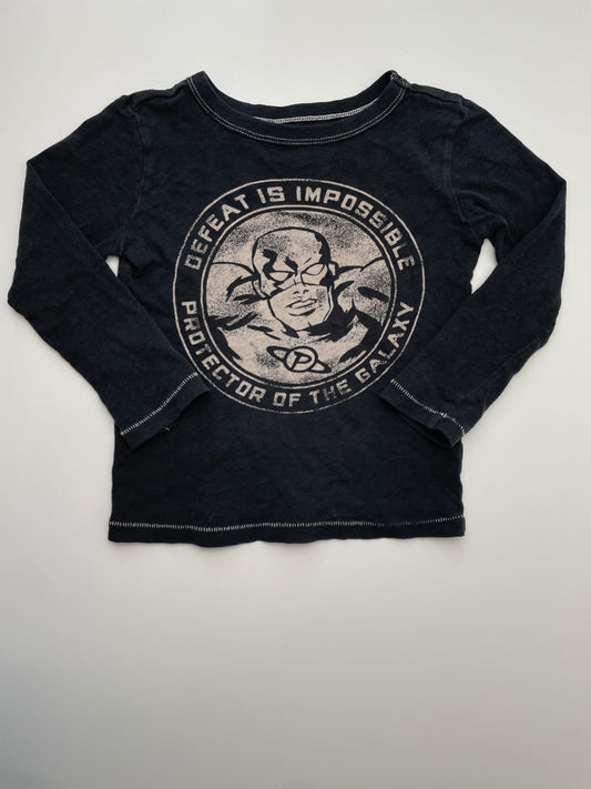 Crewcuts Long Sleeve T-Shirt - Black 'Defeat is Impossible' Super Hero | size 2T