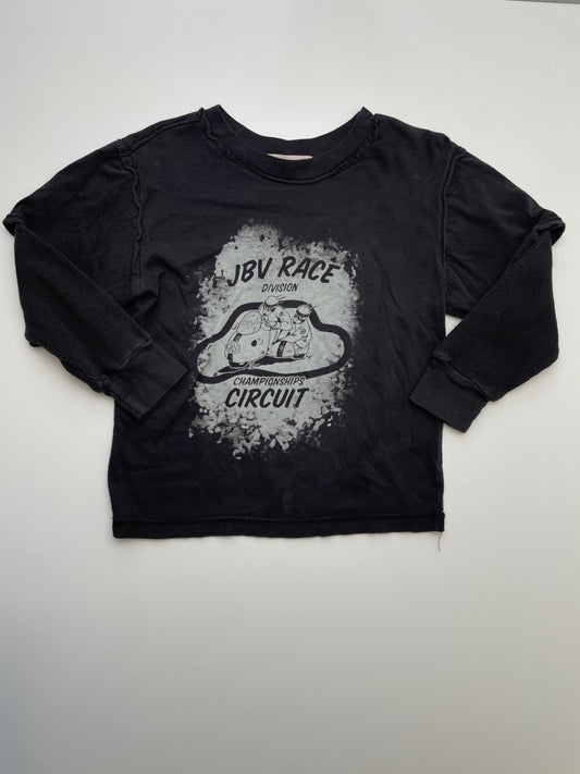 JB Original Vintage Long Sleeve T-Shirt - Black 'JBV Race' Waffle Knit Sleeves | size 2T